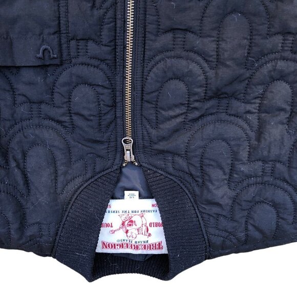 Rare True Religion Quilted Jacket Large Black - Picture 6 of 9